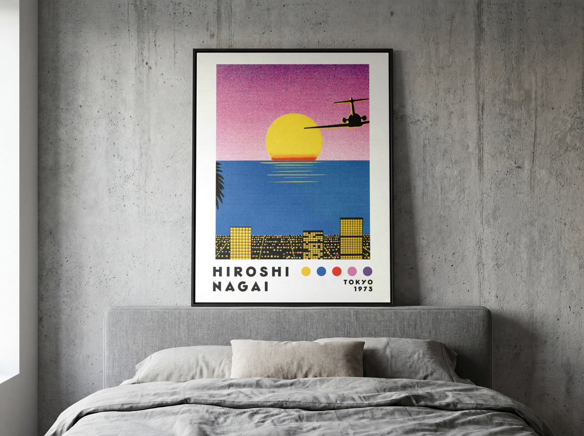 Affiche Hiroshi Nagai Tokyo 1973 | Sunset, Avion & Skyline
