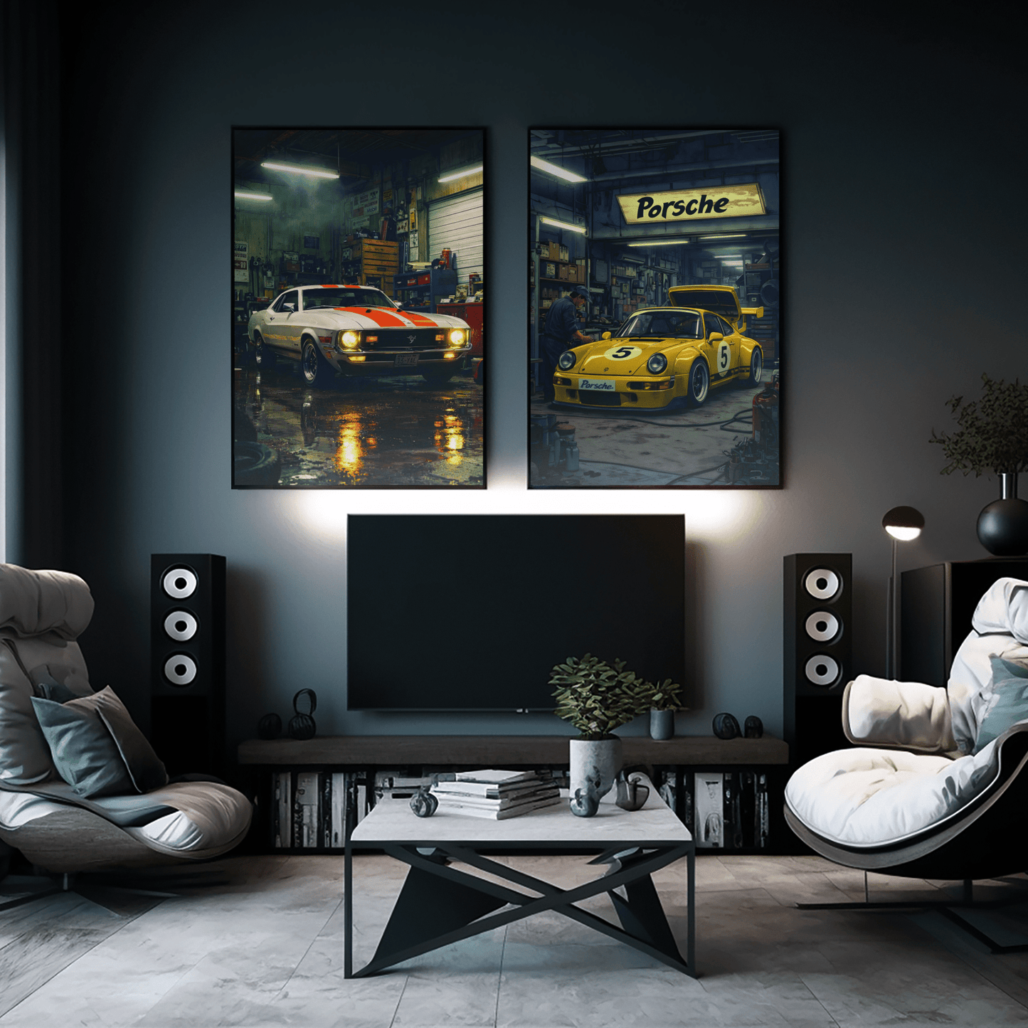 🏎️🏁Affiche Automobile Art' Garage Encadrée - Aura Studio Déco