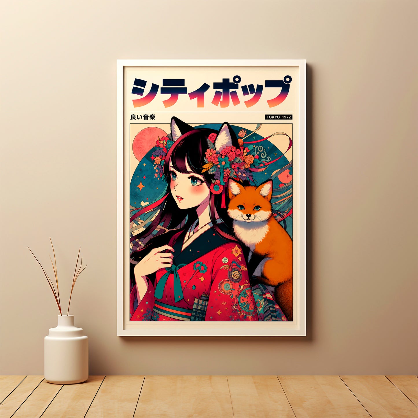 Retro Anime Fox Poster | Japanese Manga Wall Art