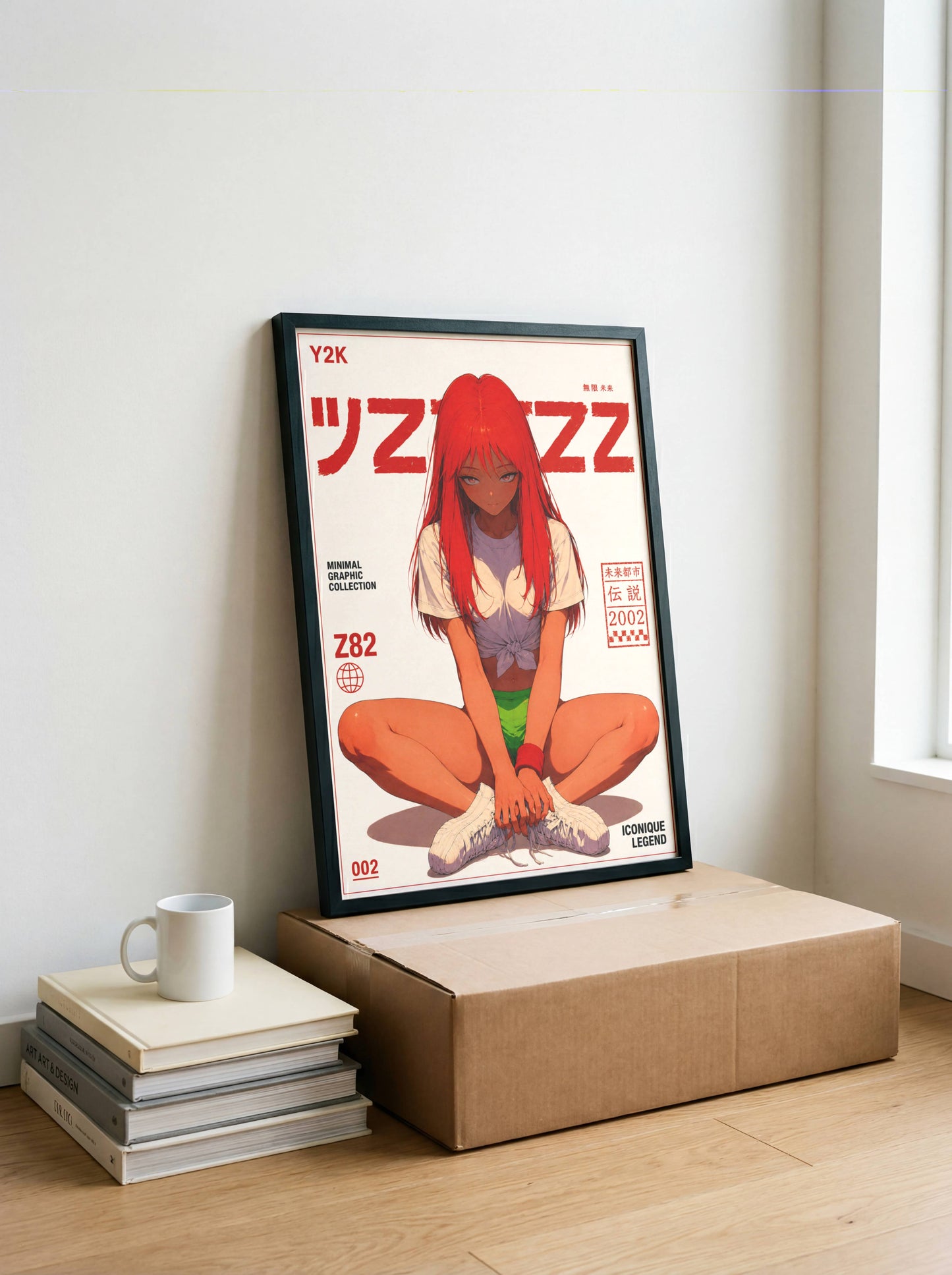 Y2K Minimal Graphic Poster | Retro Anime Art Print | Modern Japanese Aesthetic Wall Decor | Contemporary Pop Art Poster