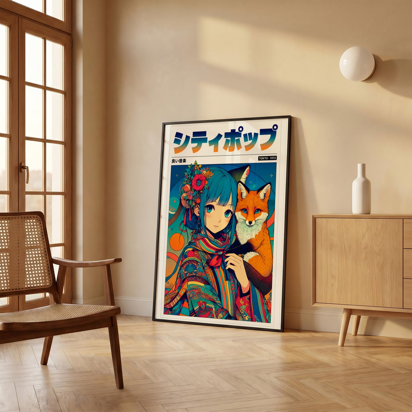 Japanese Fantasy Kitsune Poster | Anime Room Decor