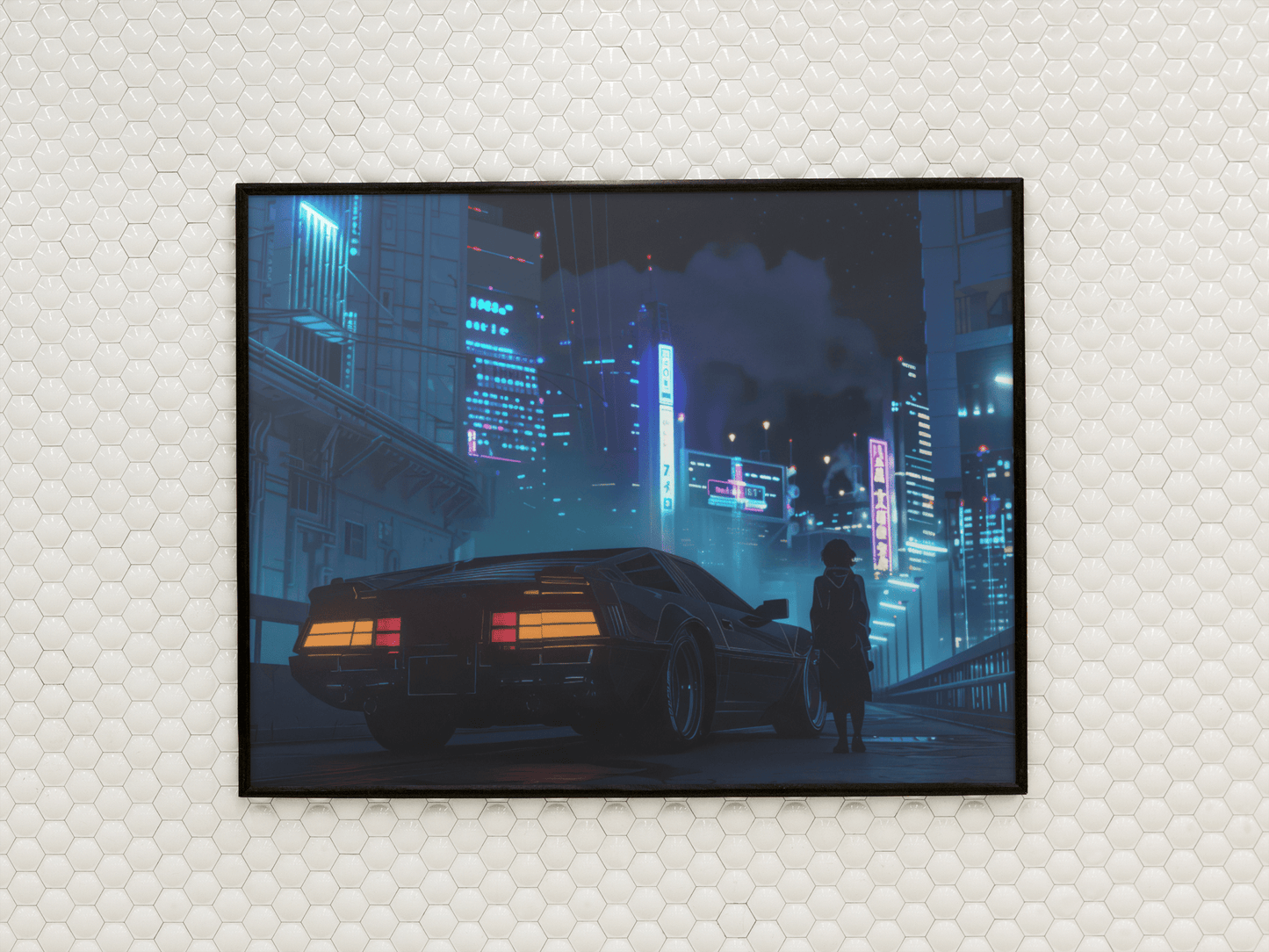 🐉🇯🇵✨ Affiche encadrée métal CLI-FI Anime Concept – Cyber City - Aura Studio Déco
