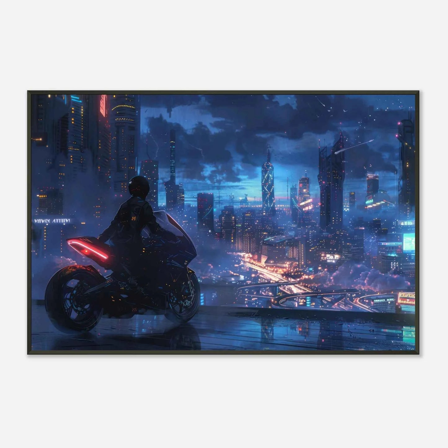🐉🇯🇵✨ Affiche encadrée métal CLI-FI Anime Concept – Night Runner - Aura Studio Déco