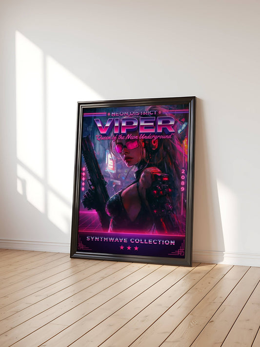 ☣️🧬 Série limitée Art Cyberpunk - Poster Cybergirl Viper - Aura Studio Déco