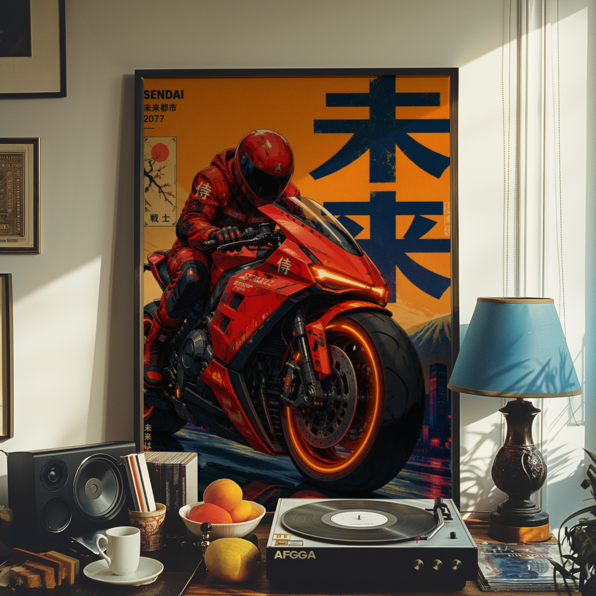 Affiche Moto Cyberpunk | Neo Tokyo & Sportbike Rouge
