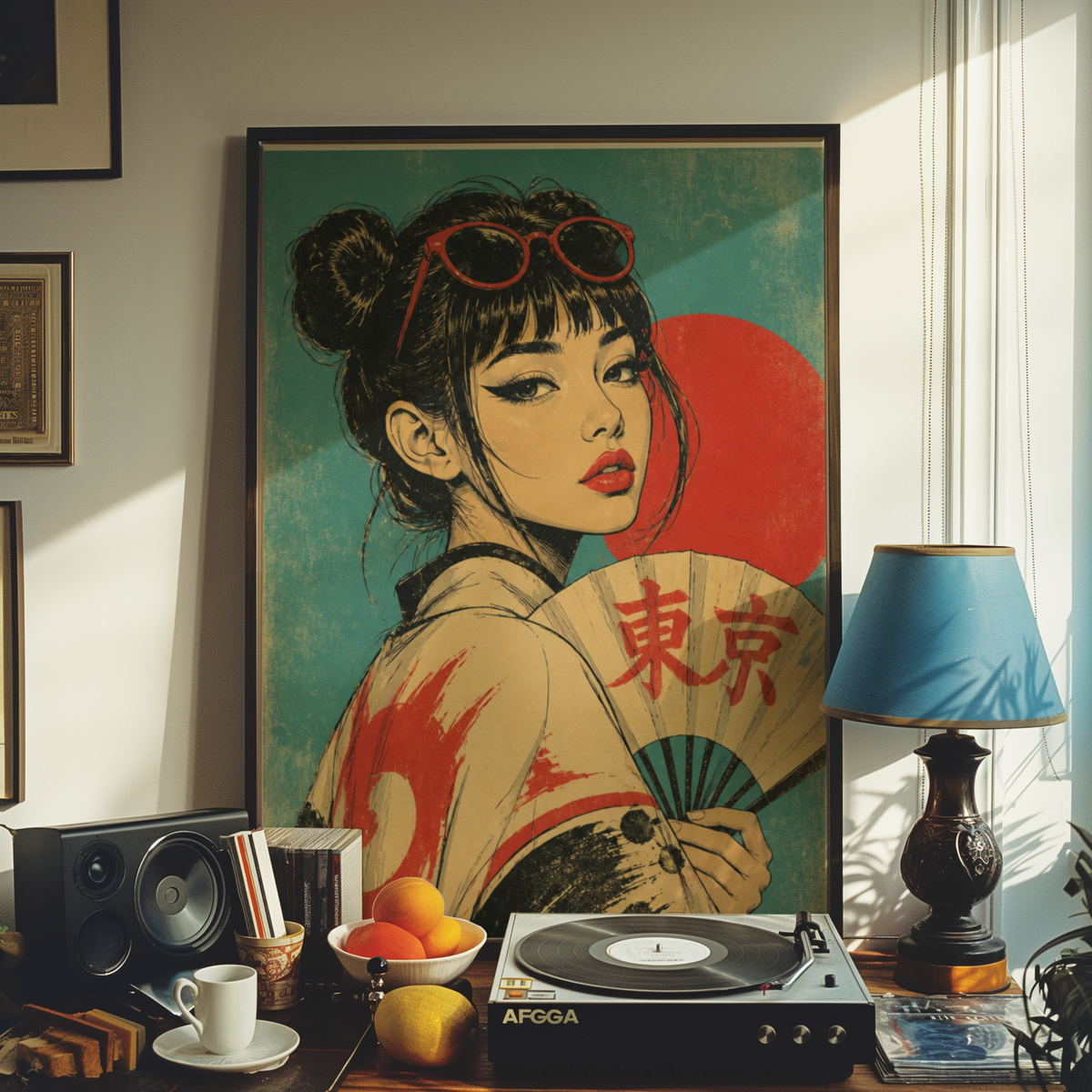 Affiche Femme Japonaise | Été Rétro & Éventail