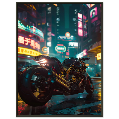 🏍️🏁🔧 Moto Cyberpunk Série futuriste #️⃣11  - (Affiche encadrée métal) - Aura Studio Déco