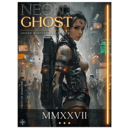 ☣️🧬 Série limitée Art Cyberpunk - Poster Cybergirl Neon Ghost - Aura Studio Déco