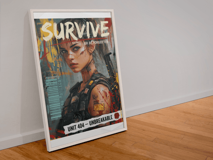 ☣️🧬 Série limitée Art Cyberpunk - Poster Cybergirl Unit 404 - Aura Studio Déco