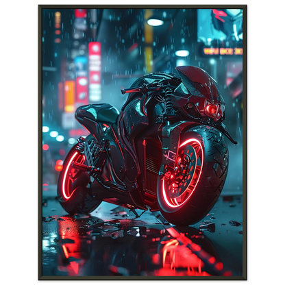 🏍️🏁🔧 Moto Cyberpunk Série futuriste #️⃣5  - (Affiche encadrée métal) - Aura Studio Déco