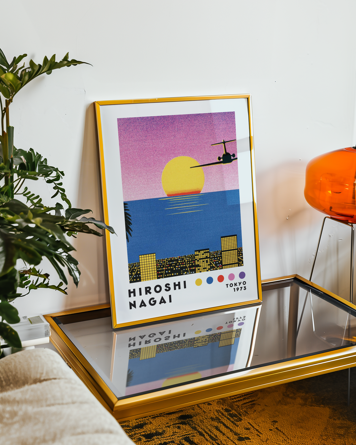Affiche Hiroshi Nagai Tokyo 1973 | Sunset, Avion & Skyline