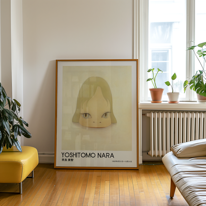 Yoshitomo Nara Blonde Girl Portrait Poster, Golden Eyes Japanese Contemporary Art Print, Minimalist Wall Decor