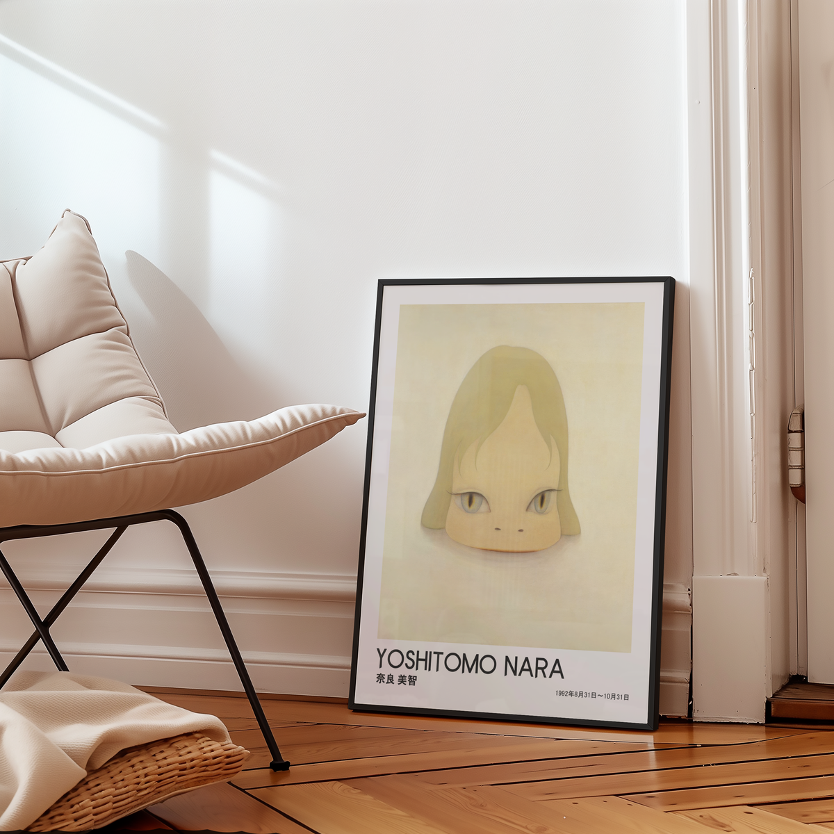 Yoshitomo Nara Blonde Girl Portrait Poster, Golden Eyes Japanese Contemporary Art Print, Minimalist Wall Decor