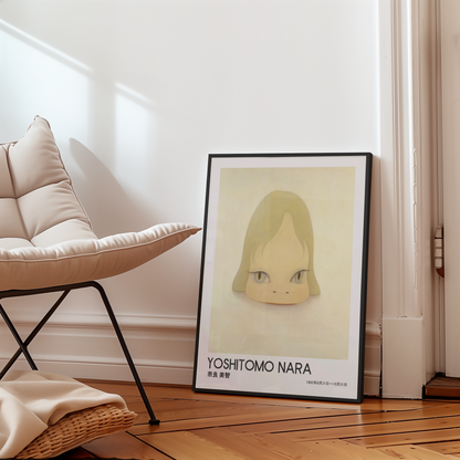 Yoshitomo Nara Blonde Girl Portrait Poster, Golden Eyes Japanese Contemporary Art Print, Minimalist Wall Decor