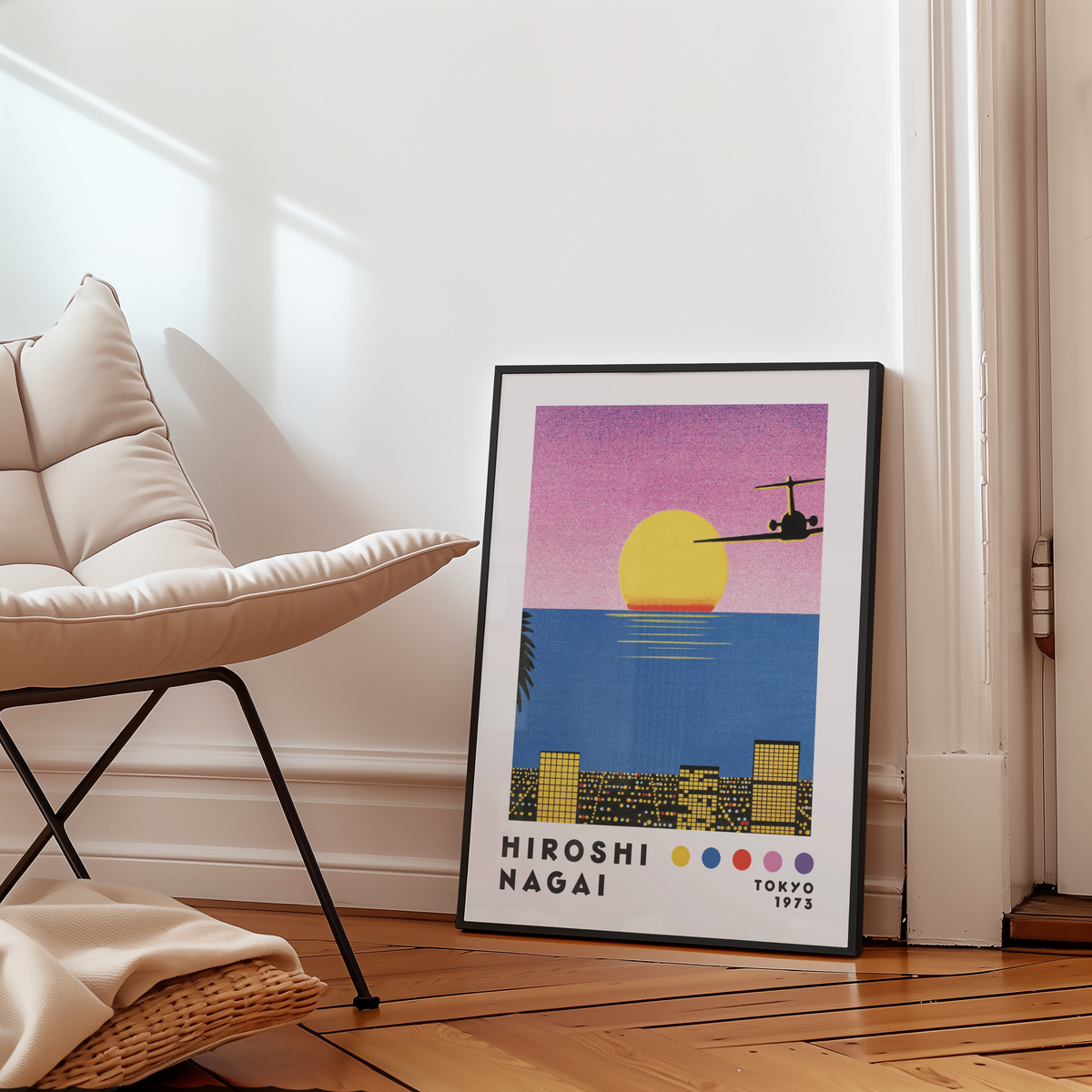 Affiche Hiroshi Nagai Tokyo 1973 | Sunset, Avion & Skyline