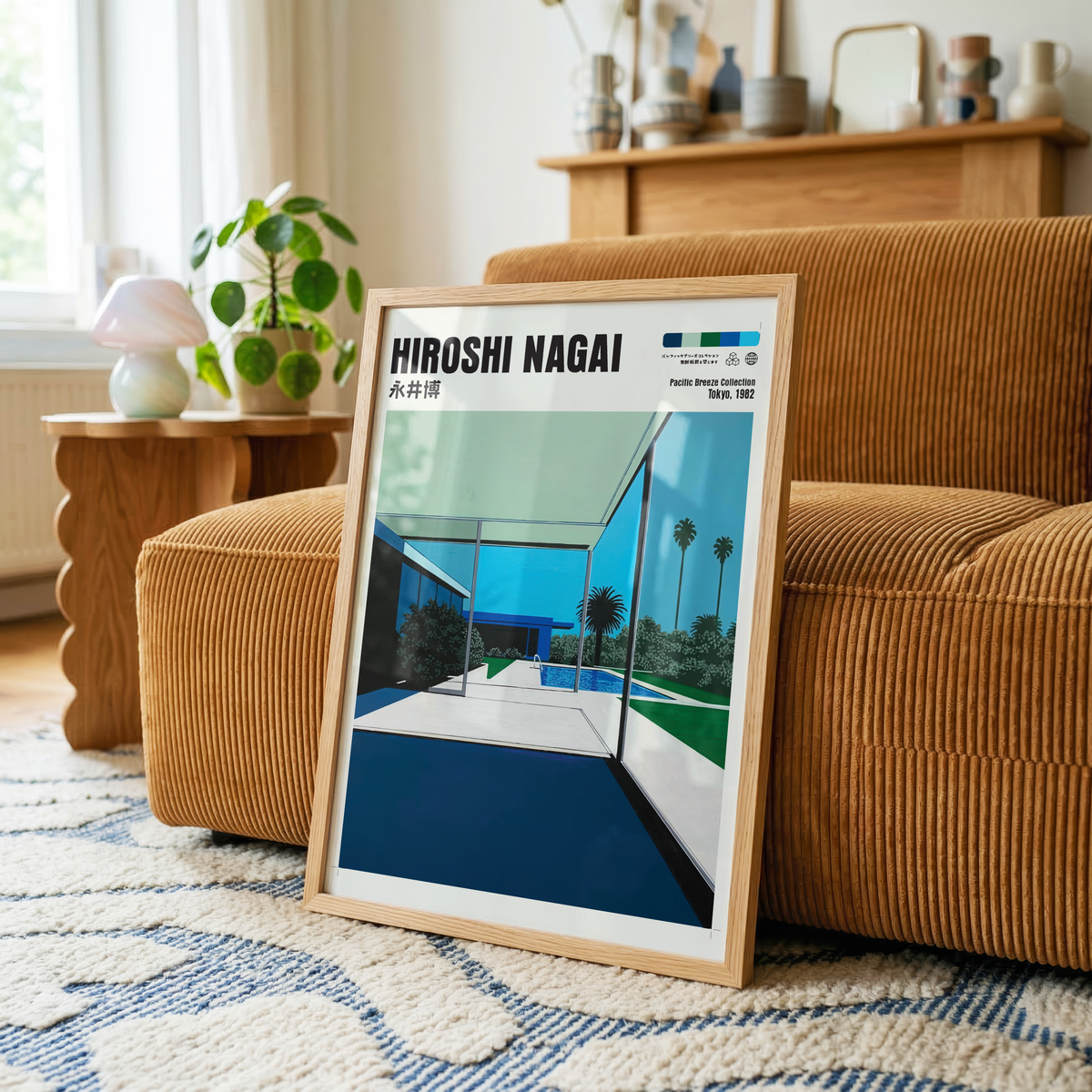 Affiche Hiroshi Nagai | Maison Moderne, Piscine & Palmier