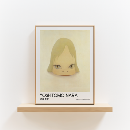 Yoshitomo Nara Blonde Girl Portrait Poster, Golden Eyes Japanese Contemporary Art Print, Minimalist Wall Decor