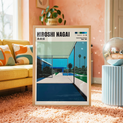 Affiche Hiroshi Nagai | Maison Moderne, Piscine & Palmier
