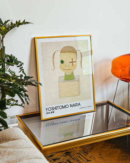 Yoshitomo Nara Bandaged Eye Girl Poster, Green Outfit Japanese Contemporary Art Print, Minimalist Wall Decor