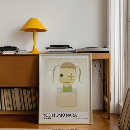 Yoshitomo Nara Bandaged Eye Girl Poster, Green Outfit Japanese Contemporary Art Print, Minimalist Wall Decor