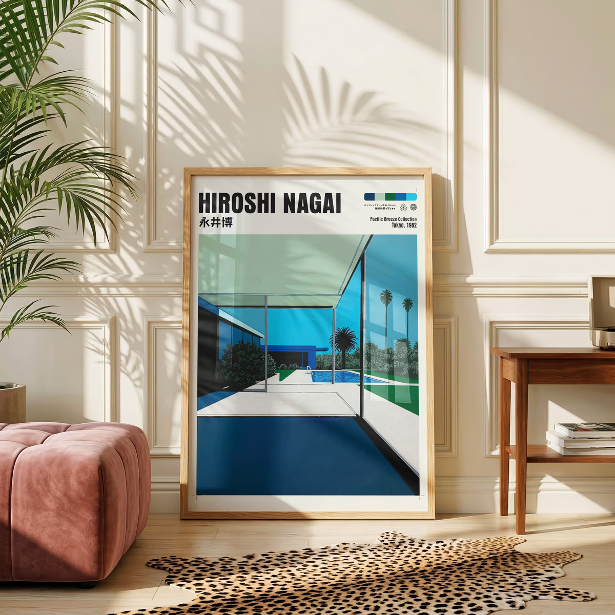 Affiche Hiroshi Nagai | Maison Moderne, Piscine & Palmier