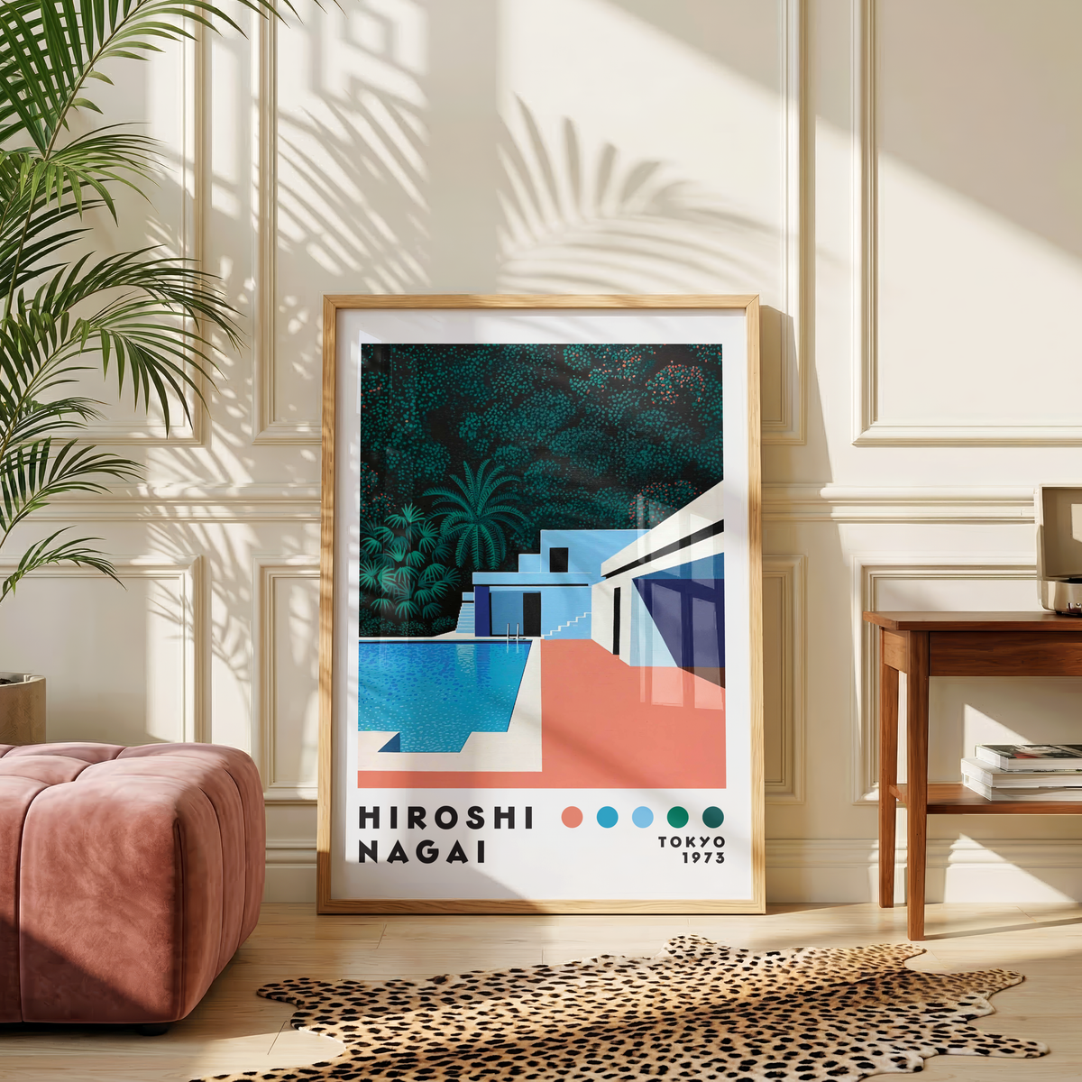 Hiroshi Nagai Pacific Breeze Poster, Mid Century Modern Pool Art, Japanese Retro Villa Print, Tropical Architecture Wall Decor