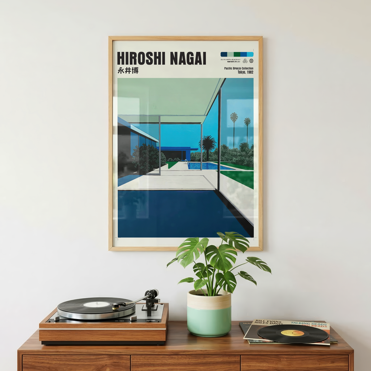 Affiche Hiroshi Nagai | Maison Moderne, Piscine & Palmier