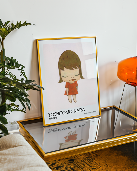Yoshitomo Nara Sleeping Girl Poster, Red Dress Japanese Art Print, Contemporary Minimalist Wall Decor, Dreamy Artwork