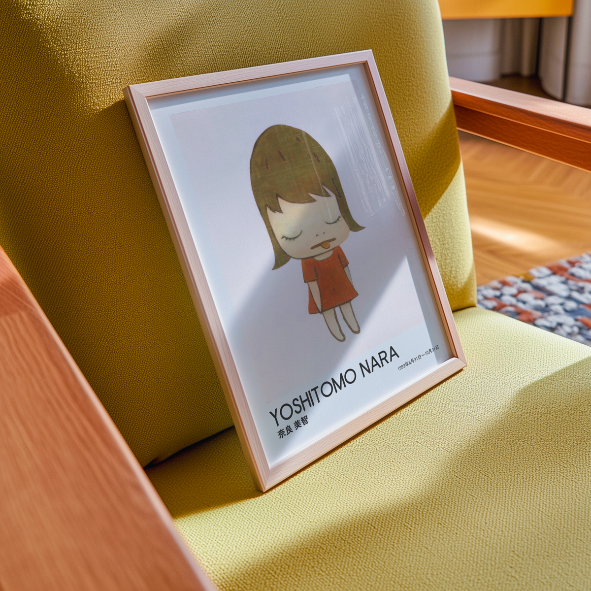Yoshitomo Nara Sleeping Girl Poster, Red Dress Japanese Art Print, Contemporary Minimalist Wall Decor, Dreamy Artwork