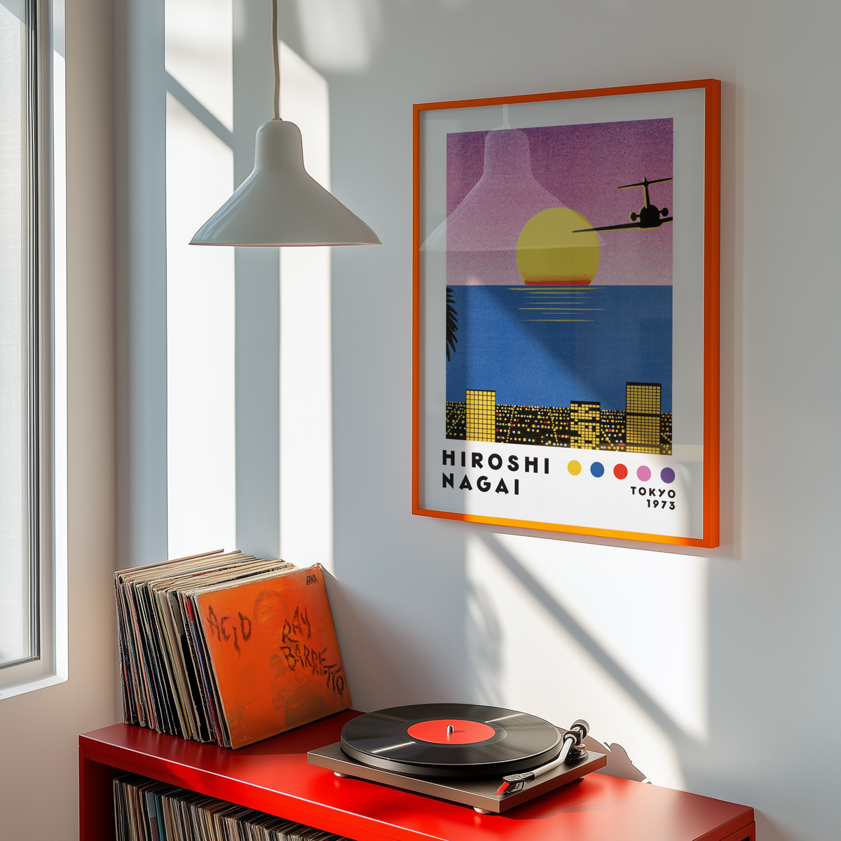 Affiche Hiroshi Nagai Tokyo 1973 | Sunset, Avion & Skyline