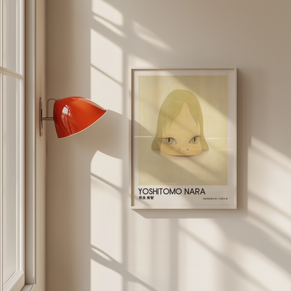 Yoshitomo Nara Blonde Girl Portrait Poster, Golden Eyes Japanese Contemporary Art Print, Minimalist Wall Decor