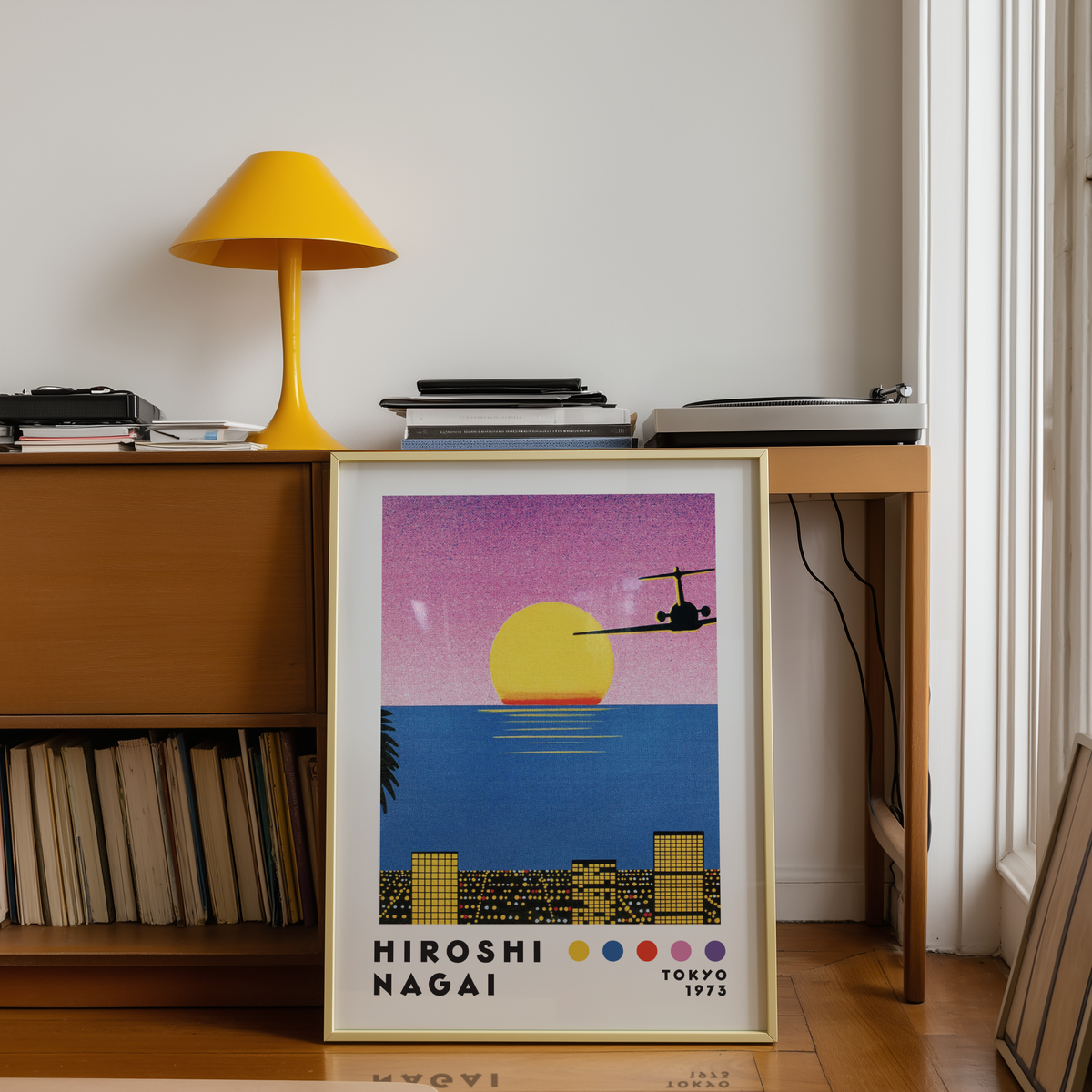 Affiche Hiroshi Nagai Tokyo 1973 | Sunset, Avion & Skyline