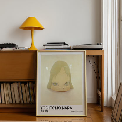 Yoshitomo Nara Blonde Girl Portrait Poster, Golden Eyes Japanese Contemporary Art Print, Minimalist Wall Decor