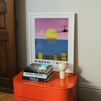 Affiche Hiroshi Nagai Tokyo 1973 | Sunset, Avion & Skyline