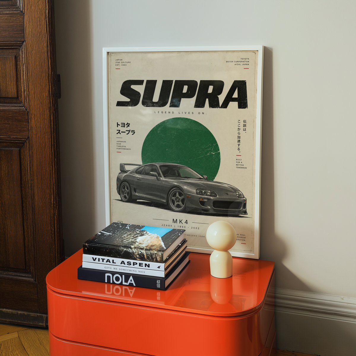 90s Japanese Sports Car Poster, Grey JDM Coupe Wall Art, Minimalist Retro Performance Car Print, Garage Decor