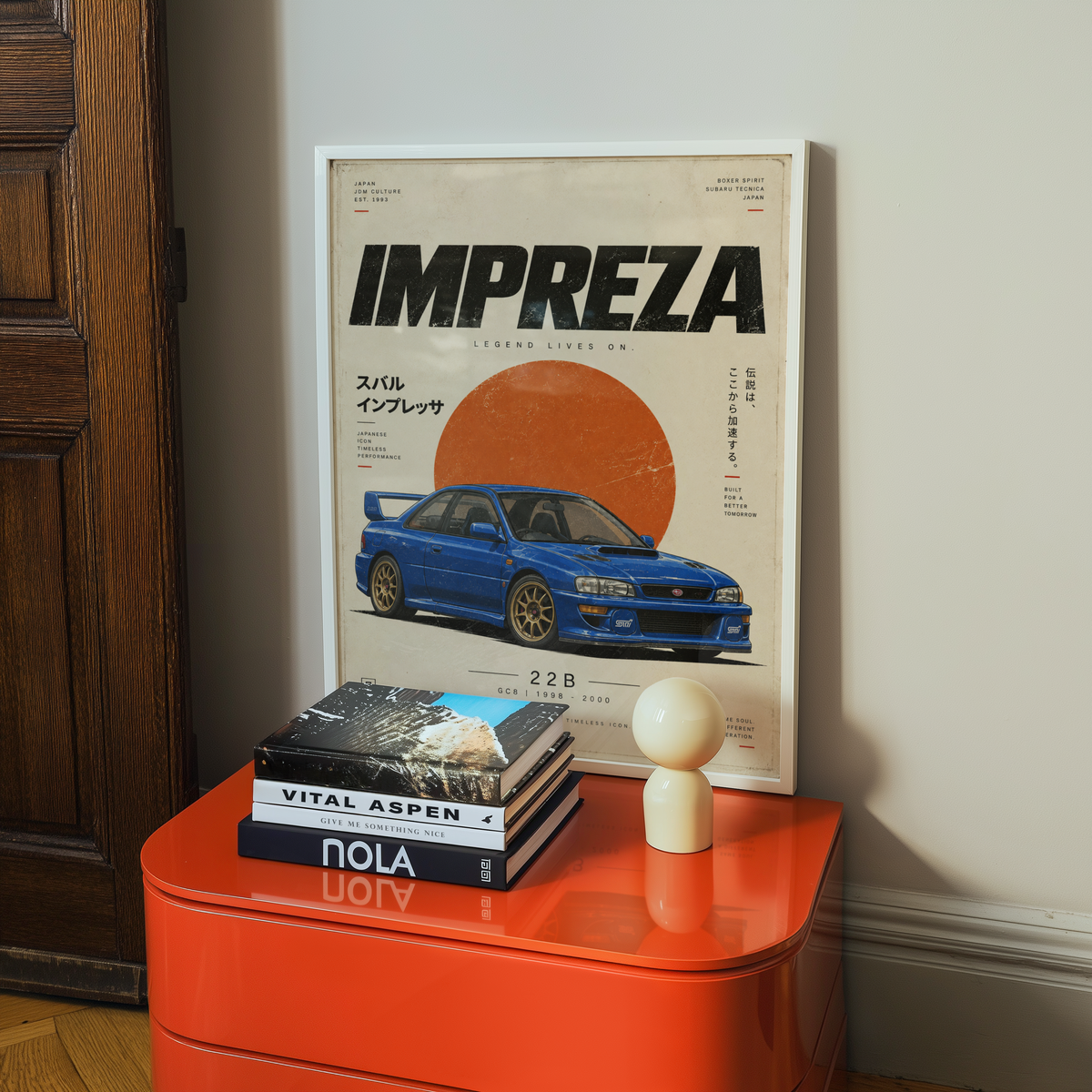 Japanese Rally Legend Poster, 90s JDM Motorsport Art, Blue Performance Car Print, Minimalist Retro Racing Wall Decor