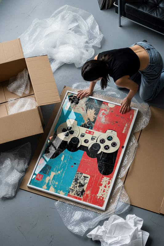 Affiche Manette Gaming Vintage | Poster Console Rétro | Art Mural Gamer | Décoration Salle de Jeux