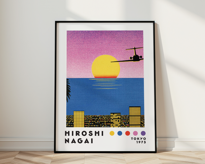 Affiche Hiroshi Nagai Tokyo 1973 | Sunset, Avion & Skyline