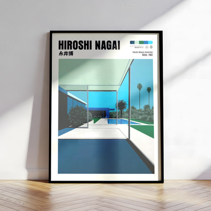 Affiche Hiroshi Nagai | Maison Moderne, Piscine & Palmier