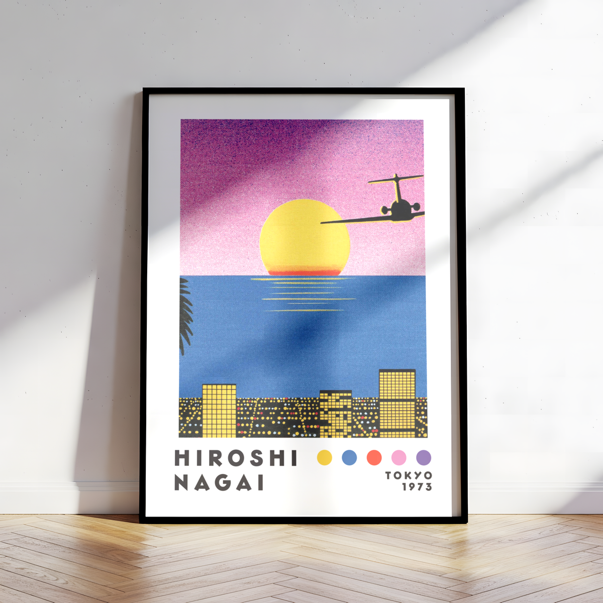 Affiche Hiroshi Nagai Tokyo 1973 | Sunset, Avion & Skyline