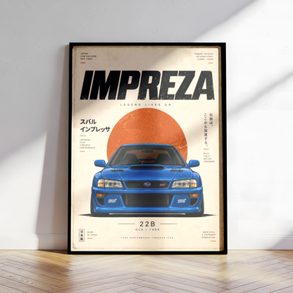 90s Japanese Rally Car Poster, Minimalist JDM Motorsport Wall Art, Blue Racing Car Print, Retro Rally Garage Decor