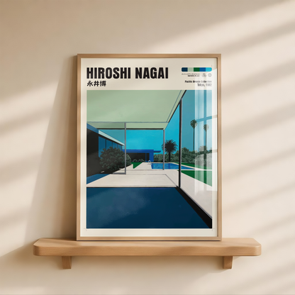 Affiche Hiroshi Nagai | Maison Moderne, Piscine & Palmier