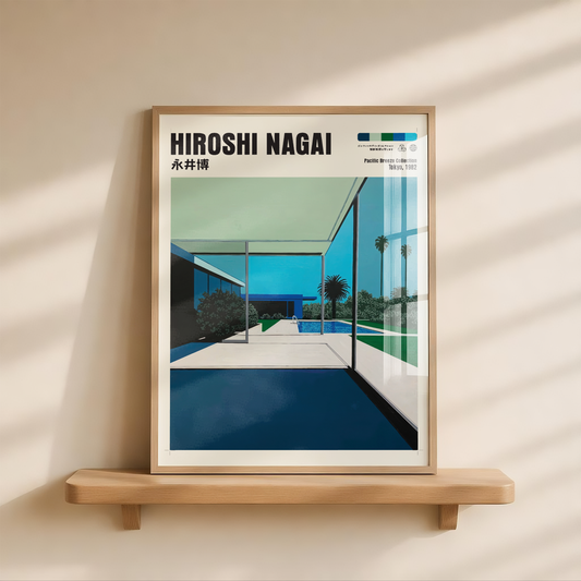 Affiche Hiroshi Nagai | Maison Moderne, Piscine & Palmier