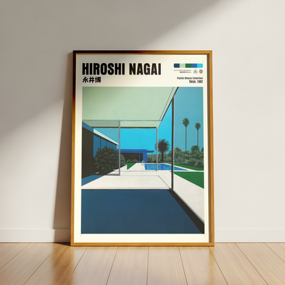 Affiche Hiroshi Nagai | Maison Moderne, Piscine & Palmier