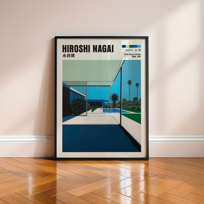 Affiche Hiroshi Nagai | Maison Moderne, Piscine & Palmier