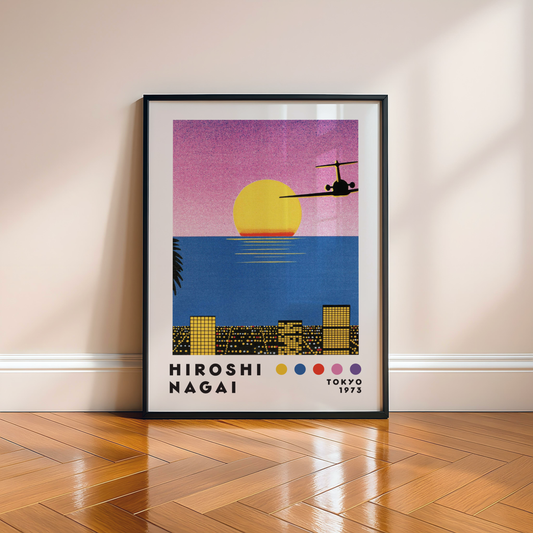 Affiche Hiroshi Nagai Tokyo 1973 | Sunset, Avion & Skyline