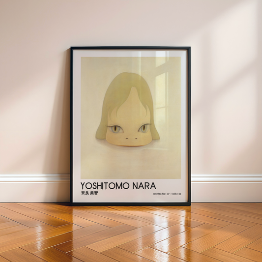 Yoshitomo Nara Blonde Girl Portrait Poster, Golden Eyes Japanese Contemporary Art Print, Minimalist Wall Decor