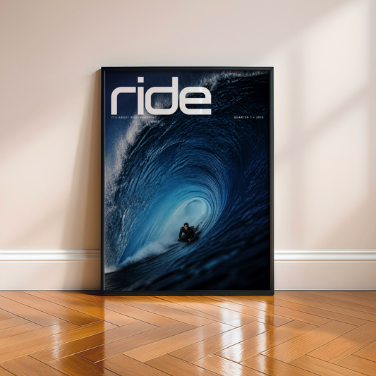 Vintage Bodyboard Poster, Retro Ocean Wave Art Print, Ride The Blue Wall Decor, Coastal Surf Art