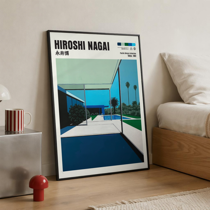 Affiche Hiroshi Nagai | Maison Moderne, Piscine & Palmier