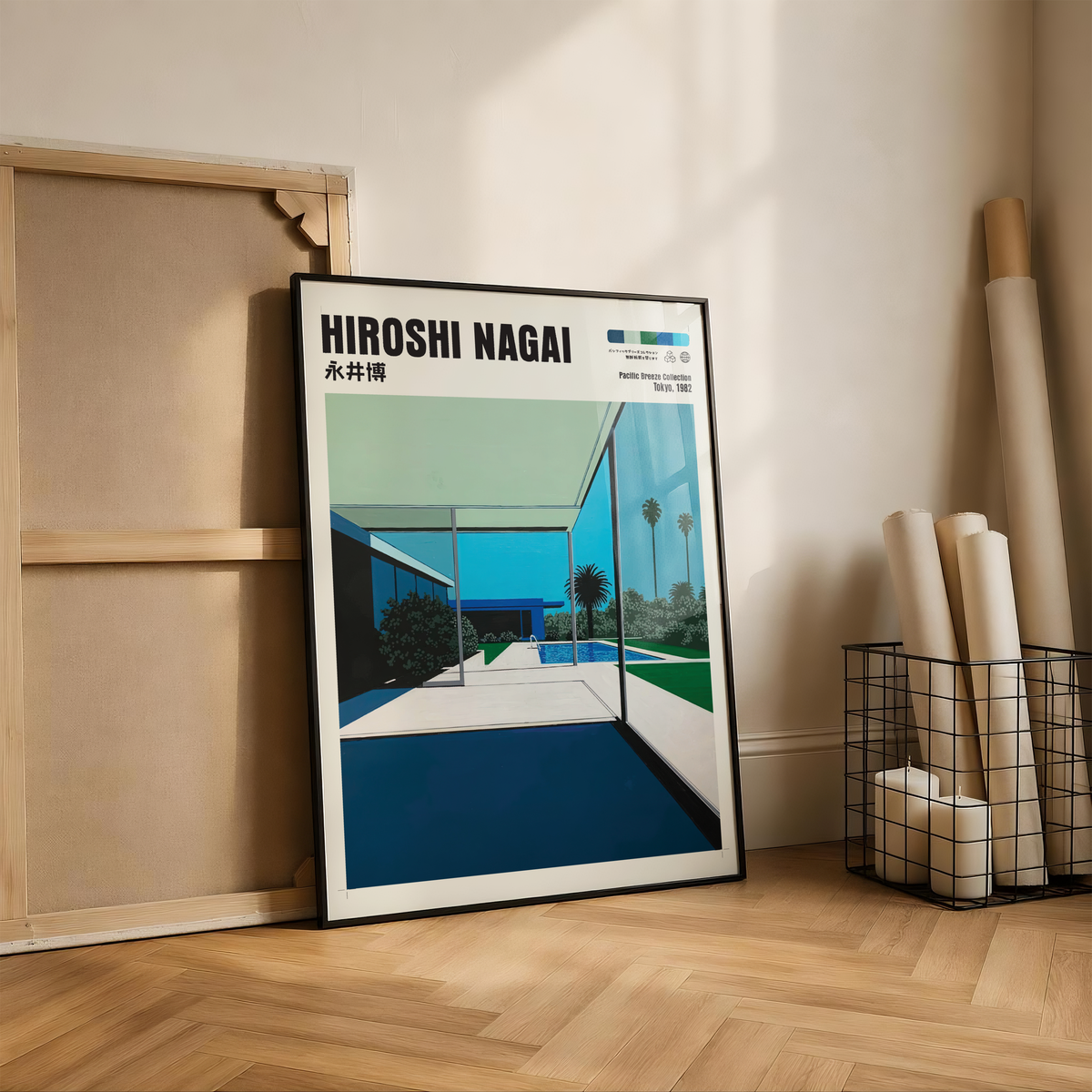 Affiche Hiroshi Nagai | Maison Moderne, Piscine & Palmier